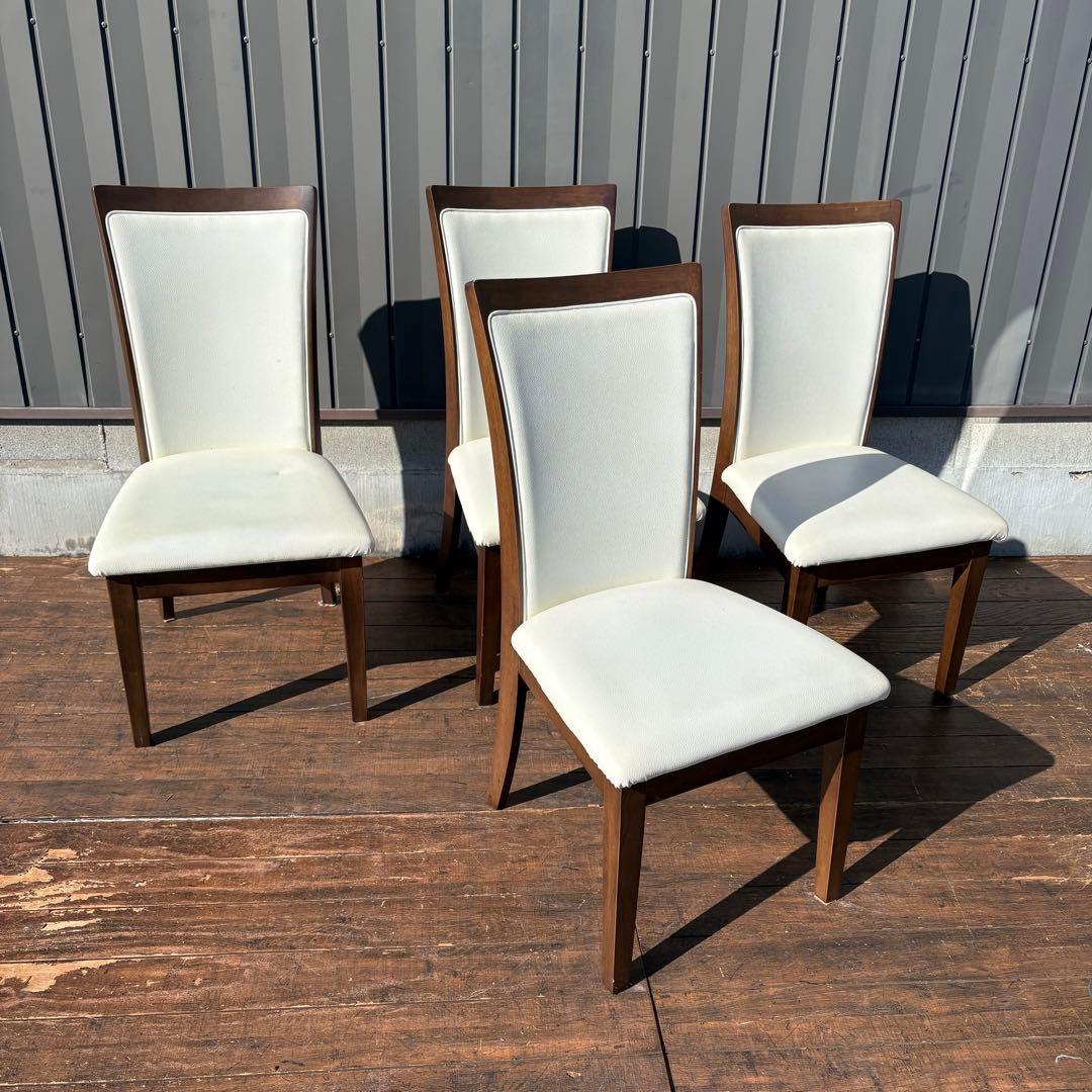 ②ニトリ ダイニングチェア DC LAGOON 合皮ホワイト×ブラウン 食卓椅子