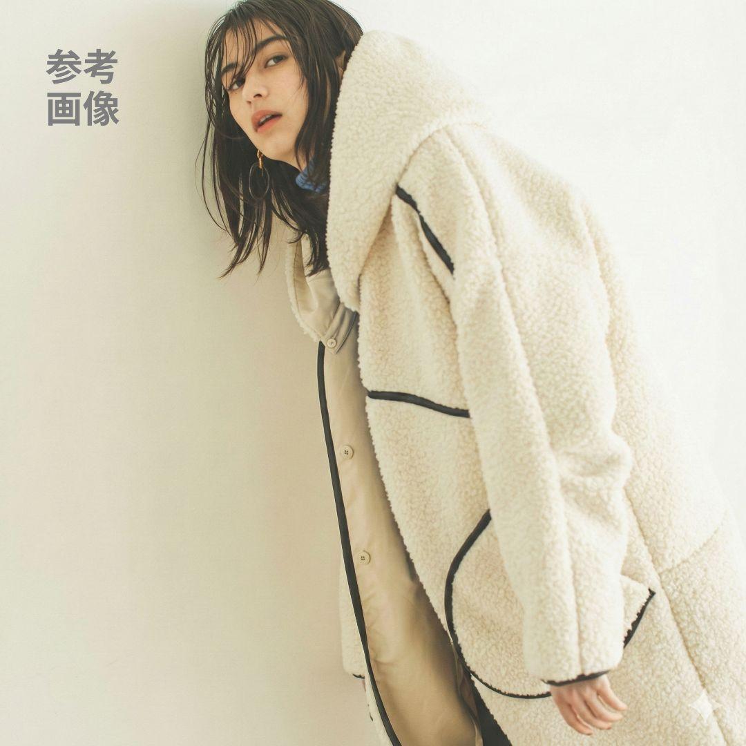 大人気カラー【未使用級極美品】ラリアムー パイピングロングボアコート アイボリー