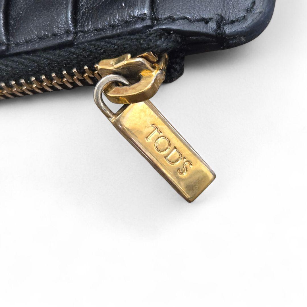 トッズ Tタイムレス レザー ブラック L字ファスナー 長財布