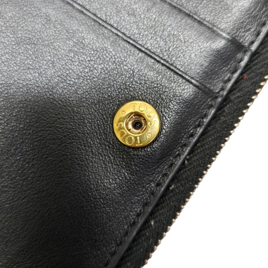 トッズ Tタイムレス レザー ブラック L字ファスナー 長財布