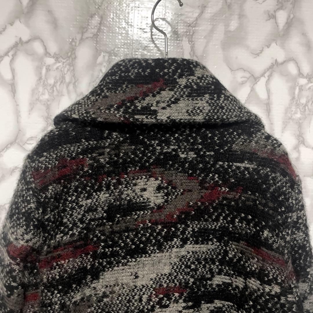 ISAMU KATAYAMA BACKLASH ロングニットコート　本革使い