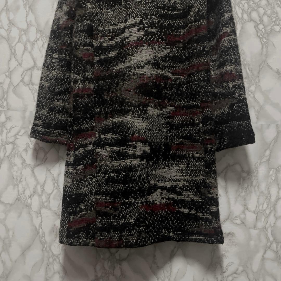 ISAMU KATAYAMA BACKLASH ロングニットコート　本革使い