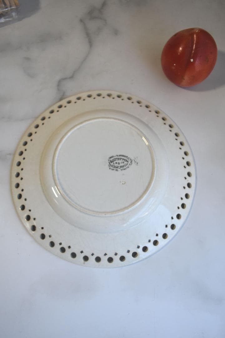 美品 19世紀クレイユモントロー（LM＆C）ハートとレース皿 アンティーク