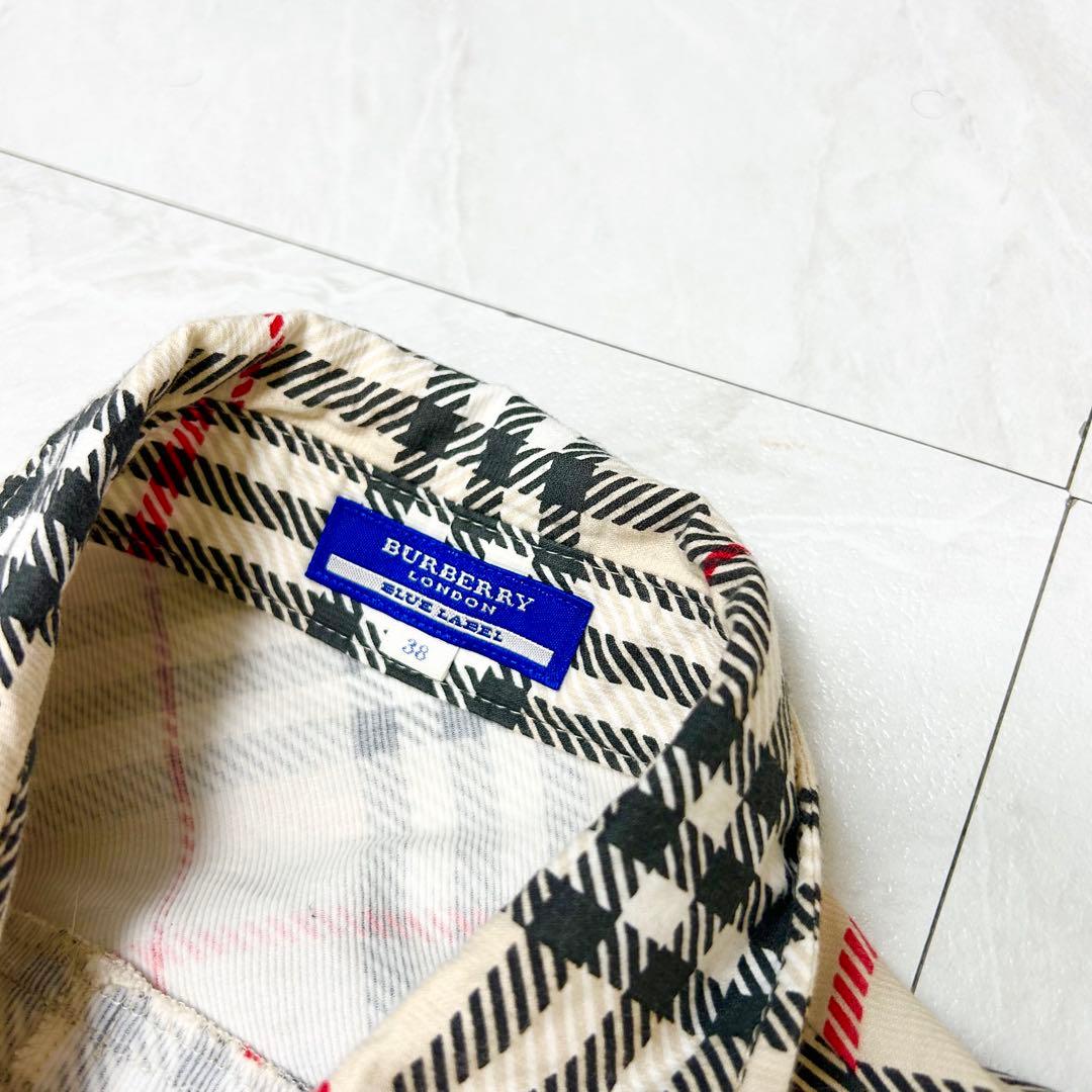 美品 38 バーバリーブルーレーベル ノバチェック シャツワンピース ベルト
