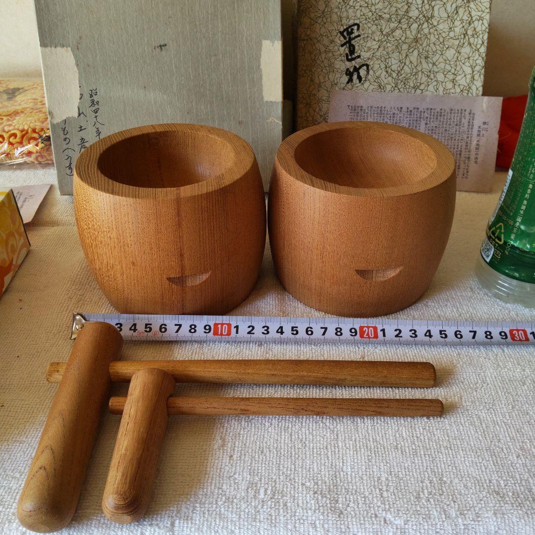 ミニ 臼と杵　レトロ2点セット　　お餅つき