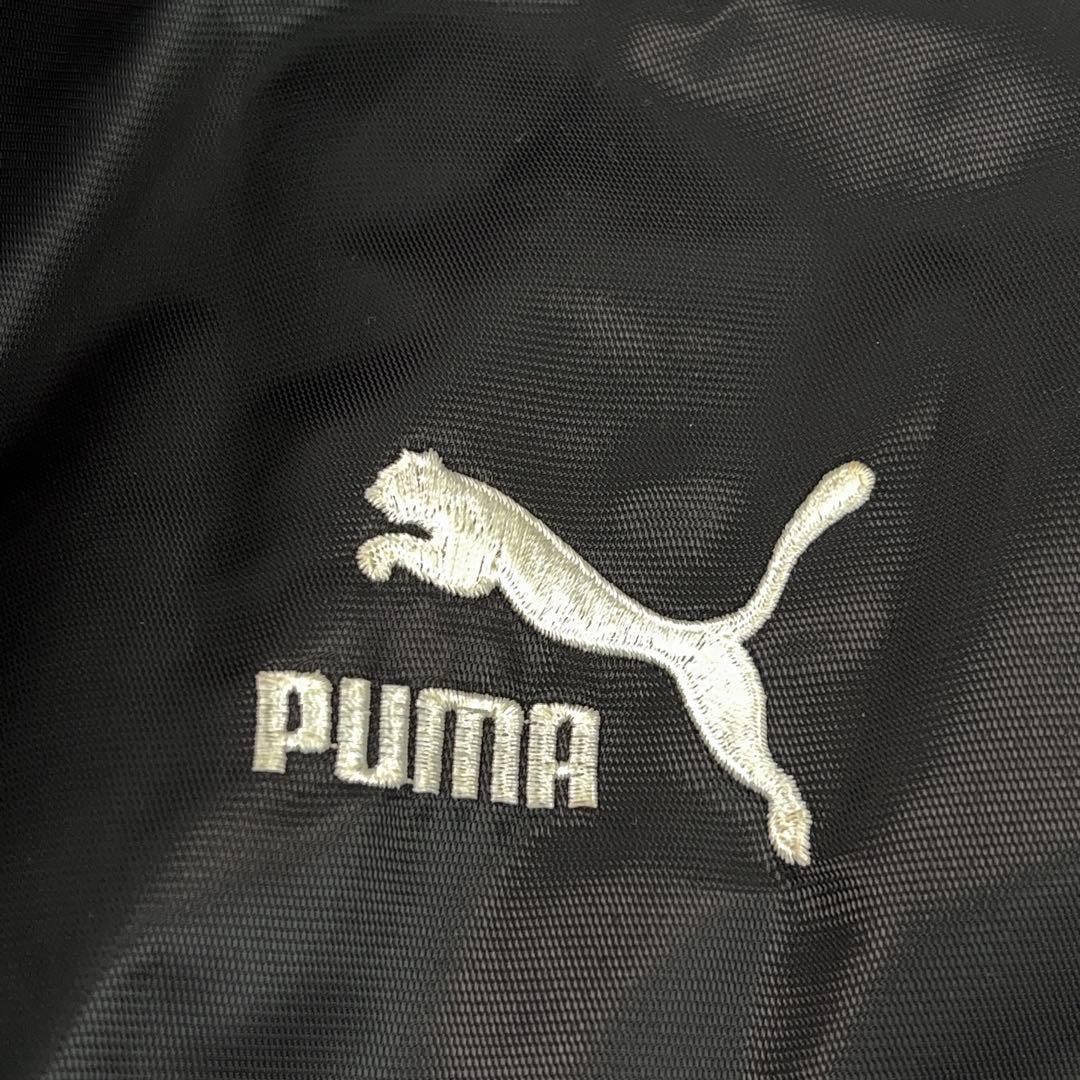 希少【PUMA】90sヒットユニオン製 ベンチコート デカロゴ ボア裏地 黒×赤