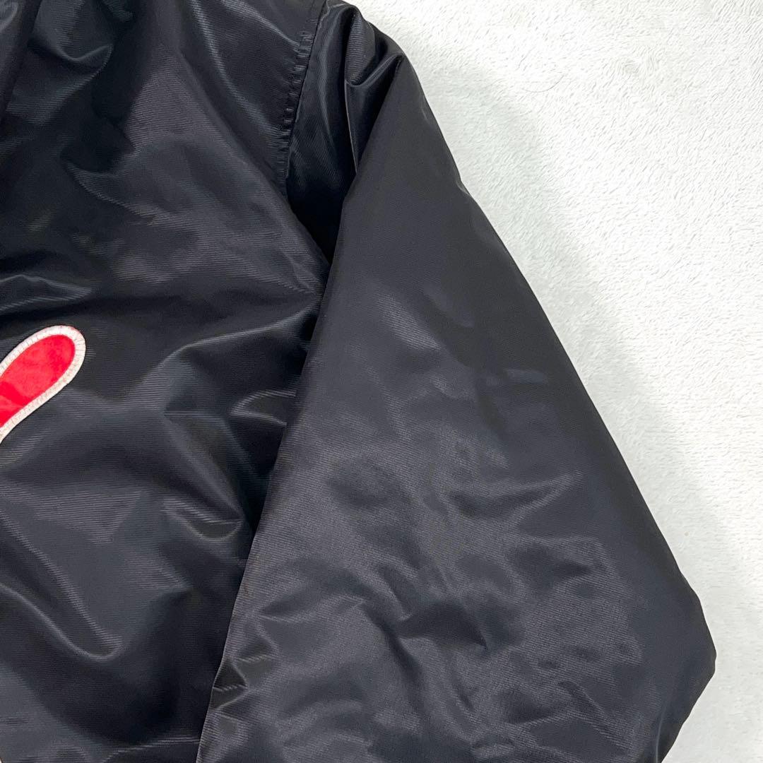 希少【PUMA】90sヒットユニオン製 ベンチコート デカロゴ ボア裏地 黒×赤