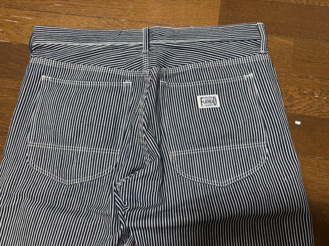 フラットヘッド ヒッコリーパンツ ワークパンツ 33インチ ブルー