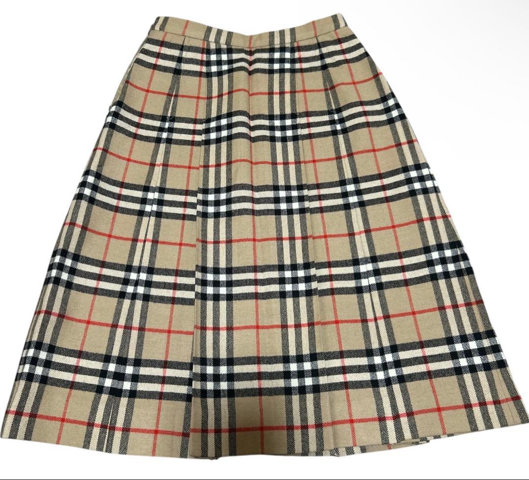 BURBERRYバーバリー プリーツスカートロング ノバチェック ベージュ 7号