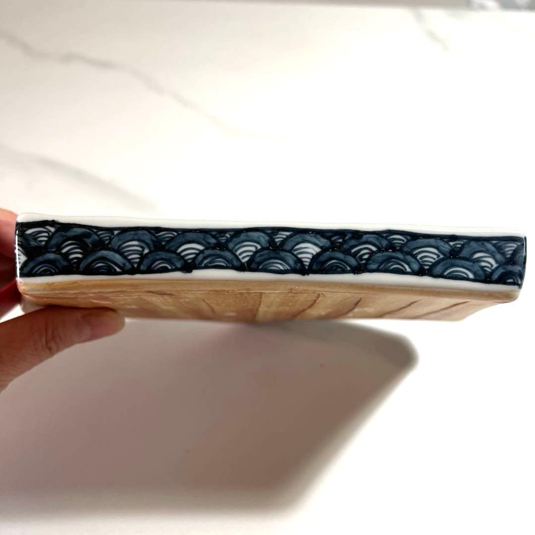 京焼 清水焼 六齋窯 村田幸之介 染付 五角皿 2個 山水画　新品未使用