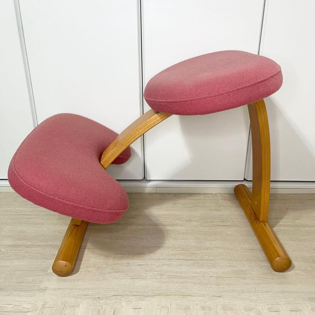 【美品】リボ社 Rybo バランスチェア バランスイージー ピンク さくら色