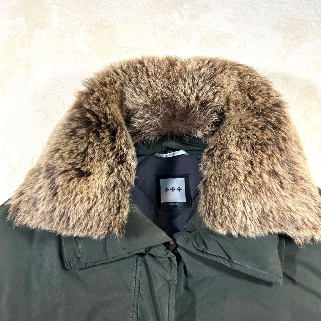 極美品 タトラス 希少 ダウン ポンチョ 2WAY ファー カーキ