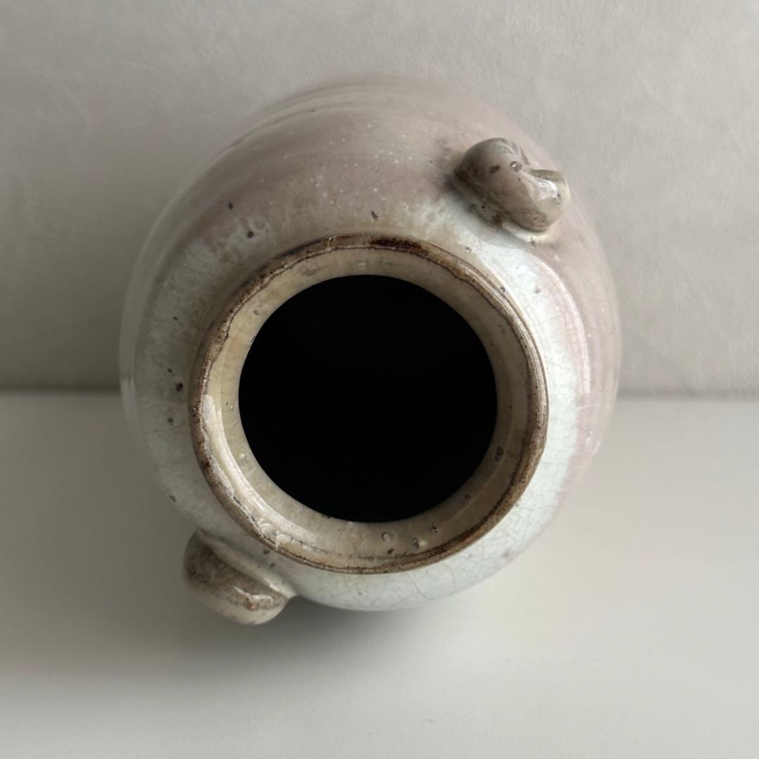 岡田裕 萩 窯変 耳付き 花器 花入 共箱岡田裕 萩 窯変 耳付き 花器 花