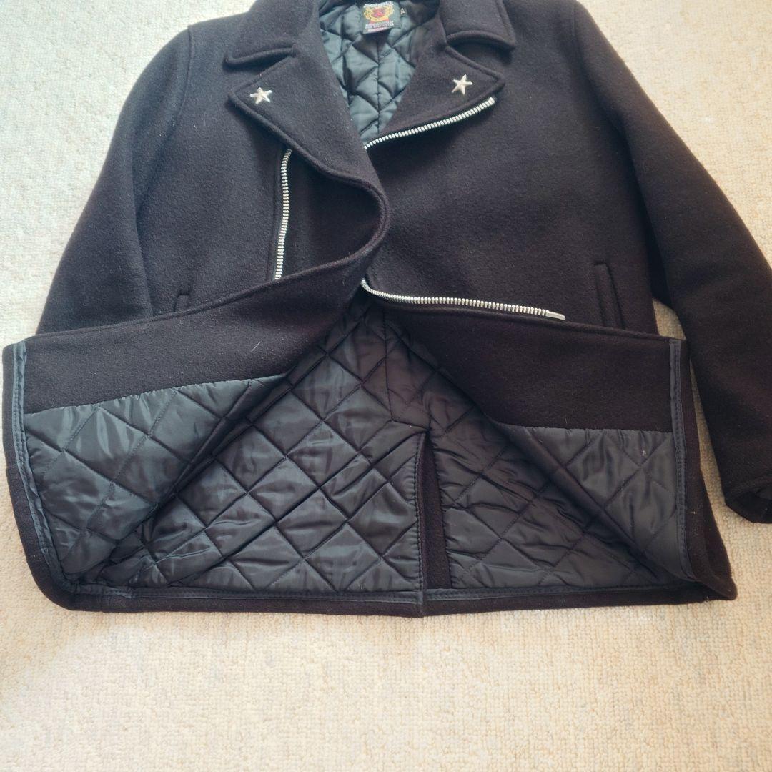 黒 ライダースジャケットスタイル ピーコート