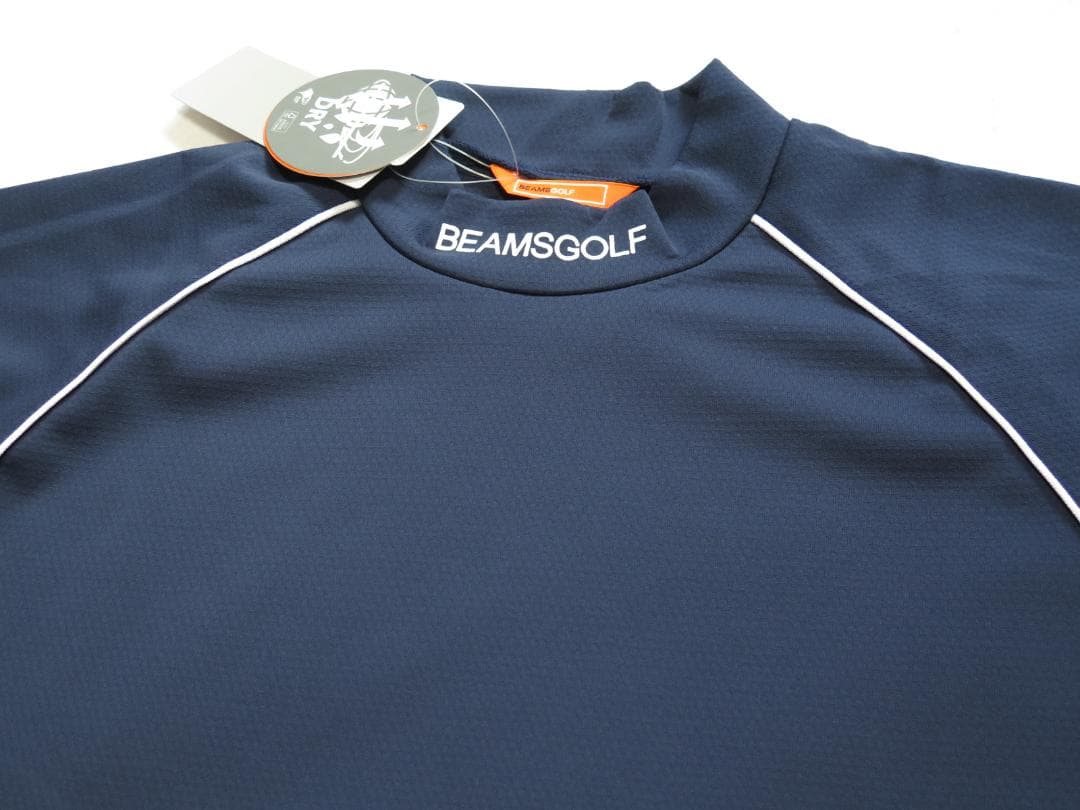 BEAMS GOLFビームスゴルフラグランスリーブパイピングポロシャツNAVYⓁ