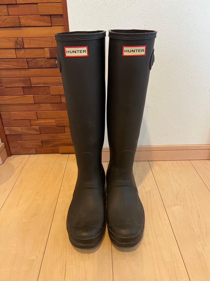 HUNTER ブラウン ロングブーツ バックル付き