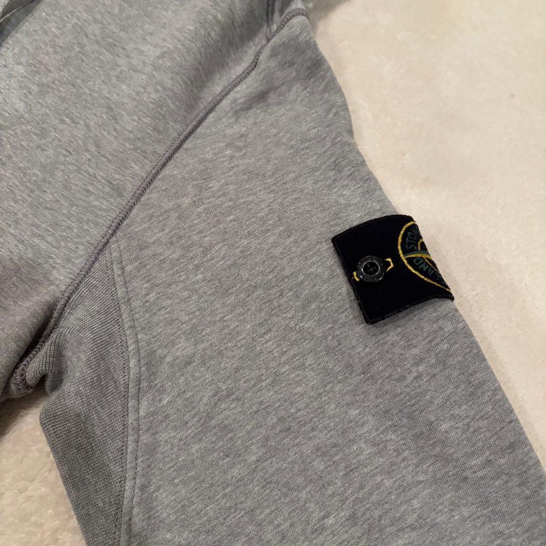 【美品】STONE  ロゴパッチ付きスウェットパーカー グレー XL