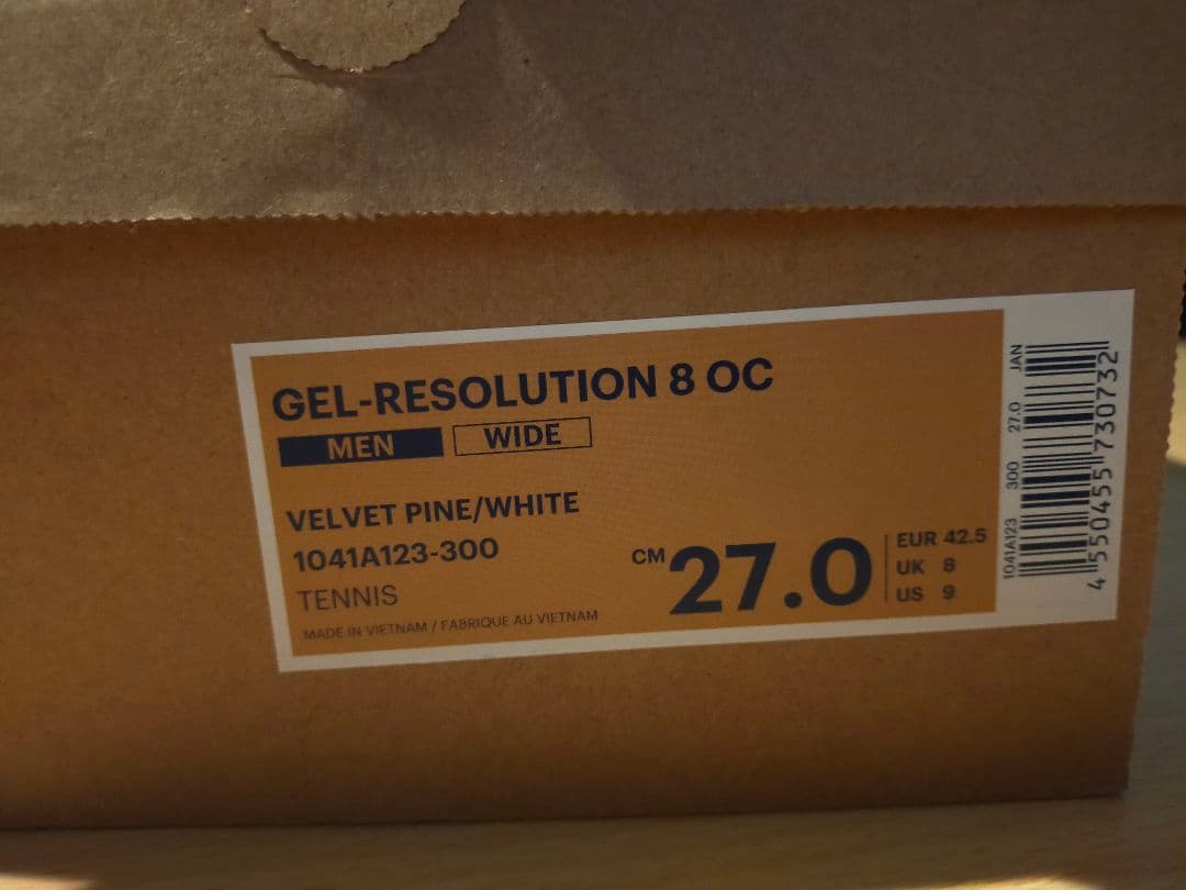 新品/タグ付　ASICS GEL RESOLUTION 8 OC 　27㌢