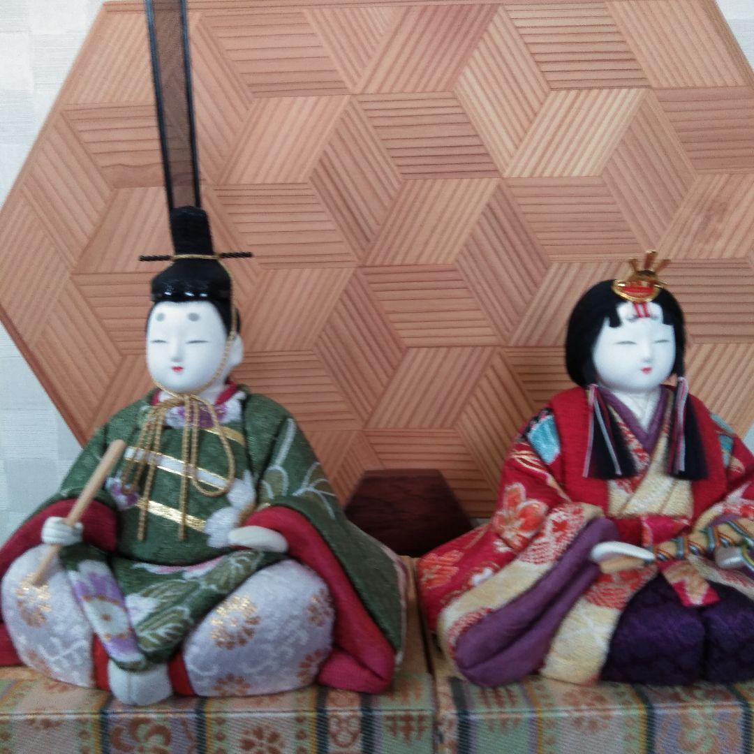 キ*ン様 江戸木目込み人形　雛人形　親王飾り　飾り台ケース付き