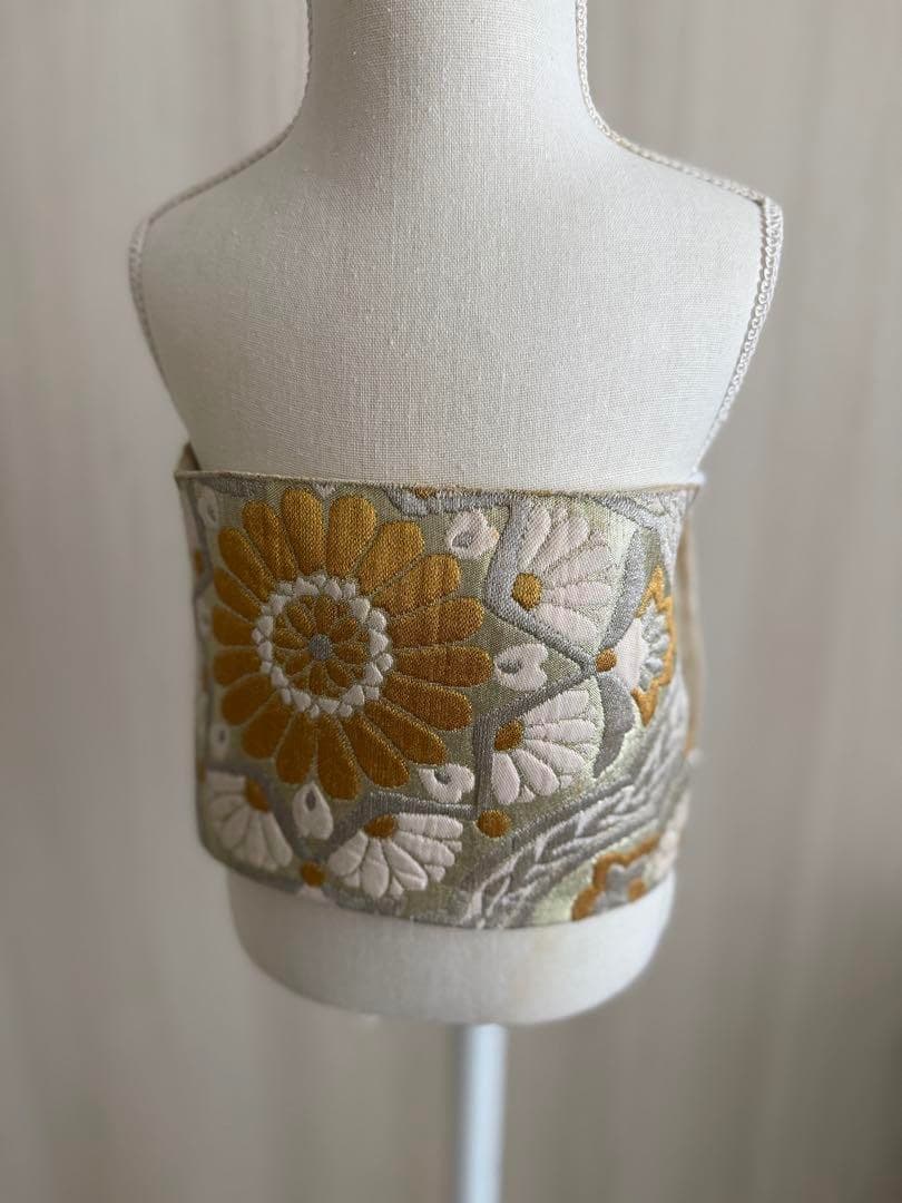 正絹　七五三作り2部式　シルバー×ゴールド　華文模様　5-7歳向け