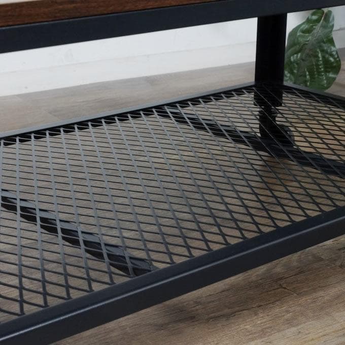 新品】ヴィンテージ調 センターテーブル 幅90cm キャスター付き メッシュ棚