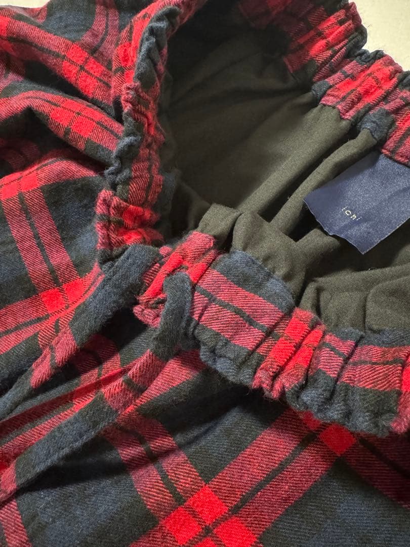 ichiスカラップエンブロイダリー チェックスカート