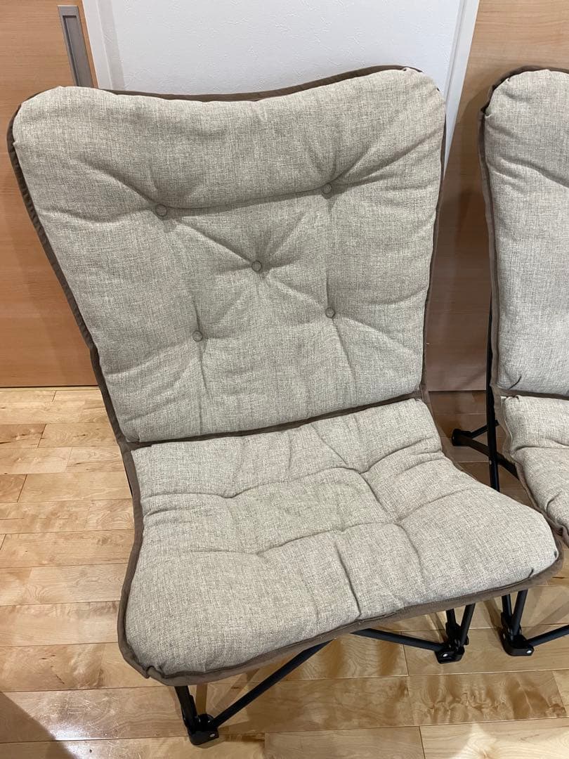 グレー系ファブリック折りたたみチェア2脚セット