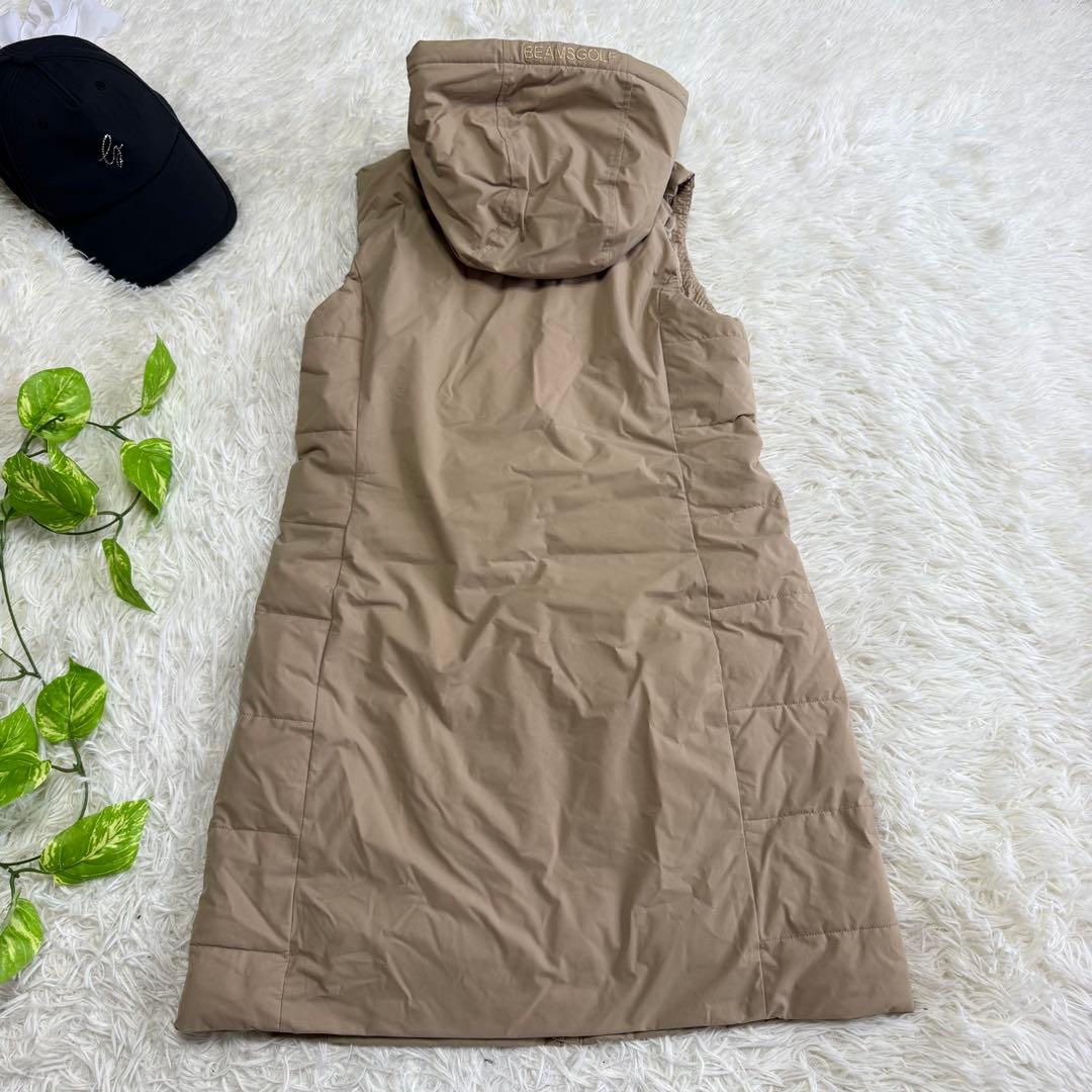ビームスゴルフ】美品 ダウンワンピース ロングベスト 中綿 ベージュ M