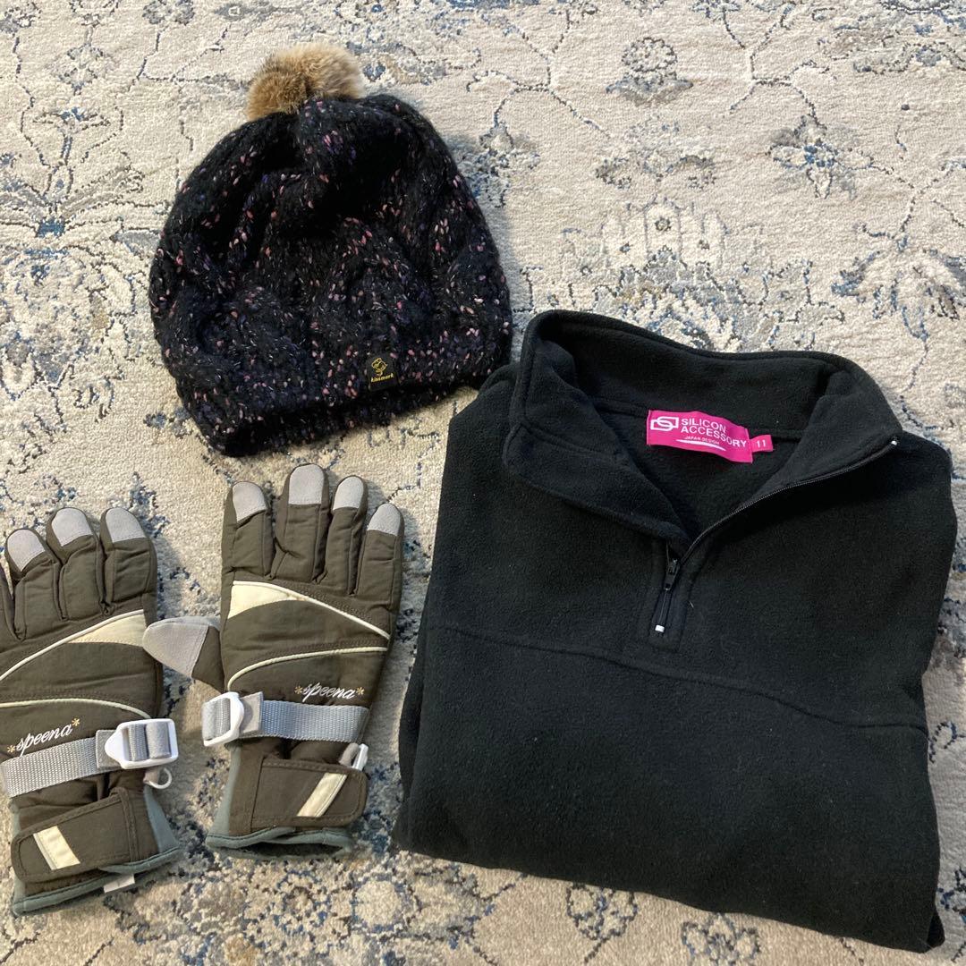 スノボ　スキーウェア ＊レディース11号　グローブ、帽子、インナーウエアー付き