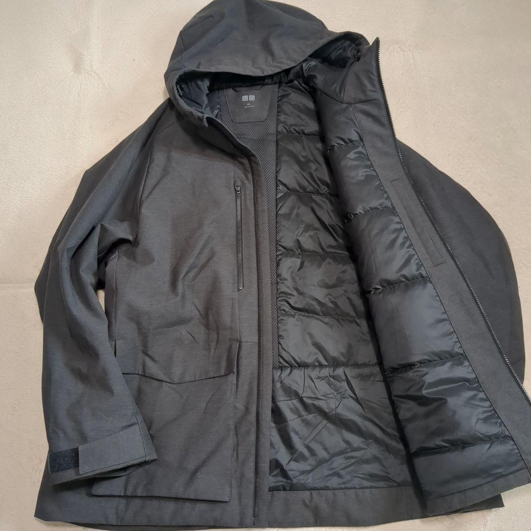 美品 ユニクロ ハイブリッドダウンパーカー 希少 4XL グレー 大きいサイズ