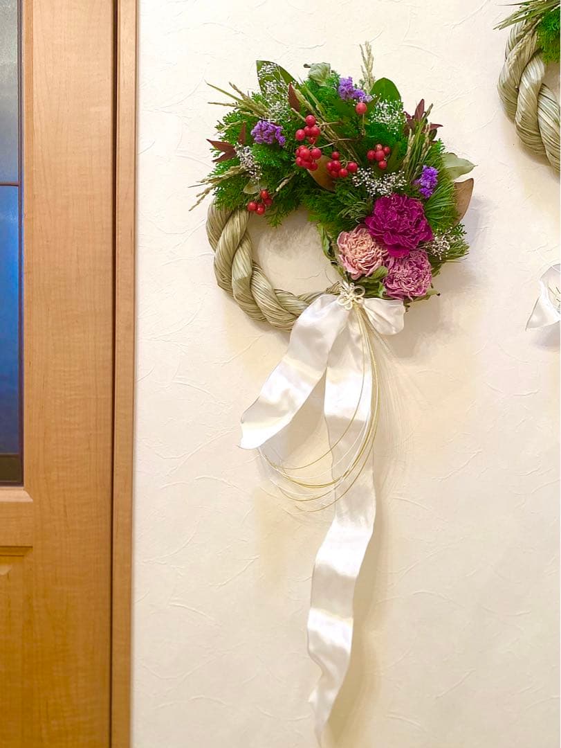 ⚠️専用品⚠️ 自然素材 のみ 大輪 芍薬 しめ飾り 凛 絢爛豪華 しめ縄 縁起物