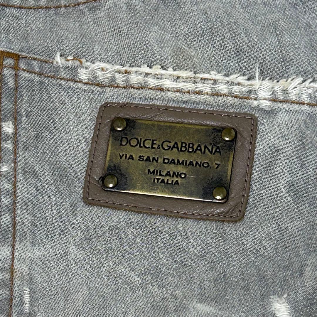 DOLCE & GABBANA グレー ダメージ加工ストレートデニム44