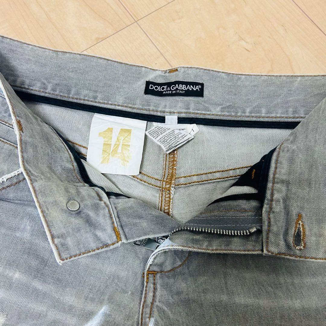 DOLCE & GABBANA グレー ダメージ加工ストレートデニム44