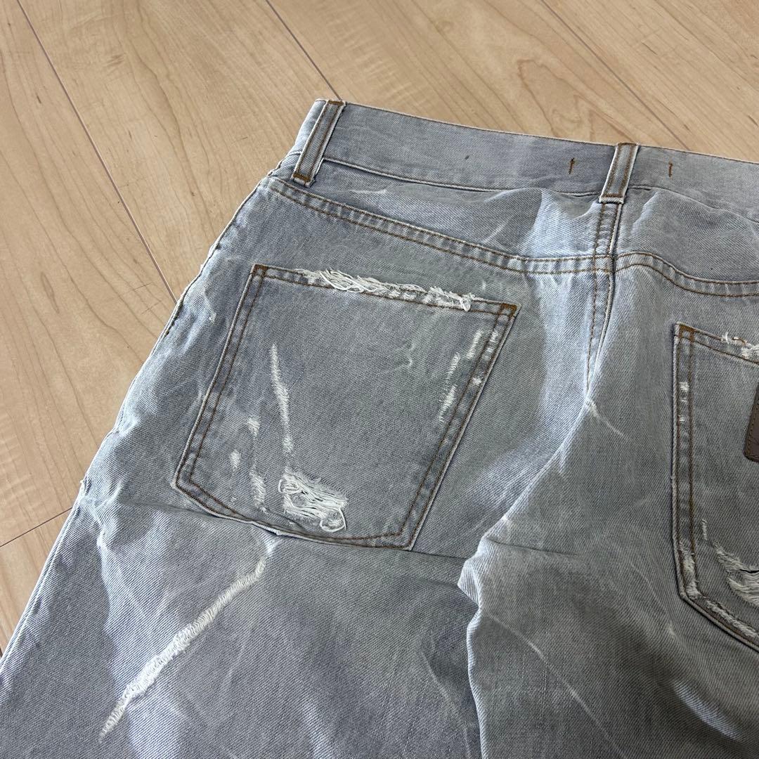 DOLCE & GABBANA グレー ダメージ加工ストレートデニム44