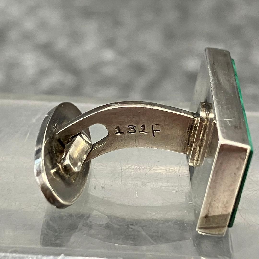 ヴィンテージ☆ ☆カフス☆925S刻印☆ストーン☆グリーン