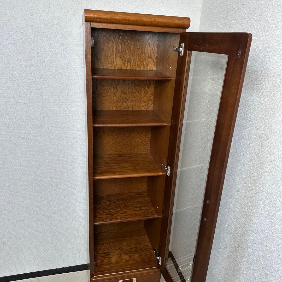 カリモク ガラスキャビネット キュリオケース 飾り棚 本棚 書棚 食器棚 i1※