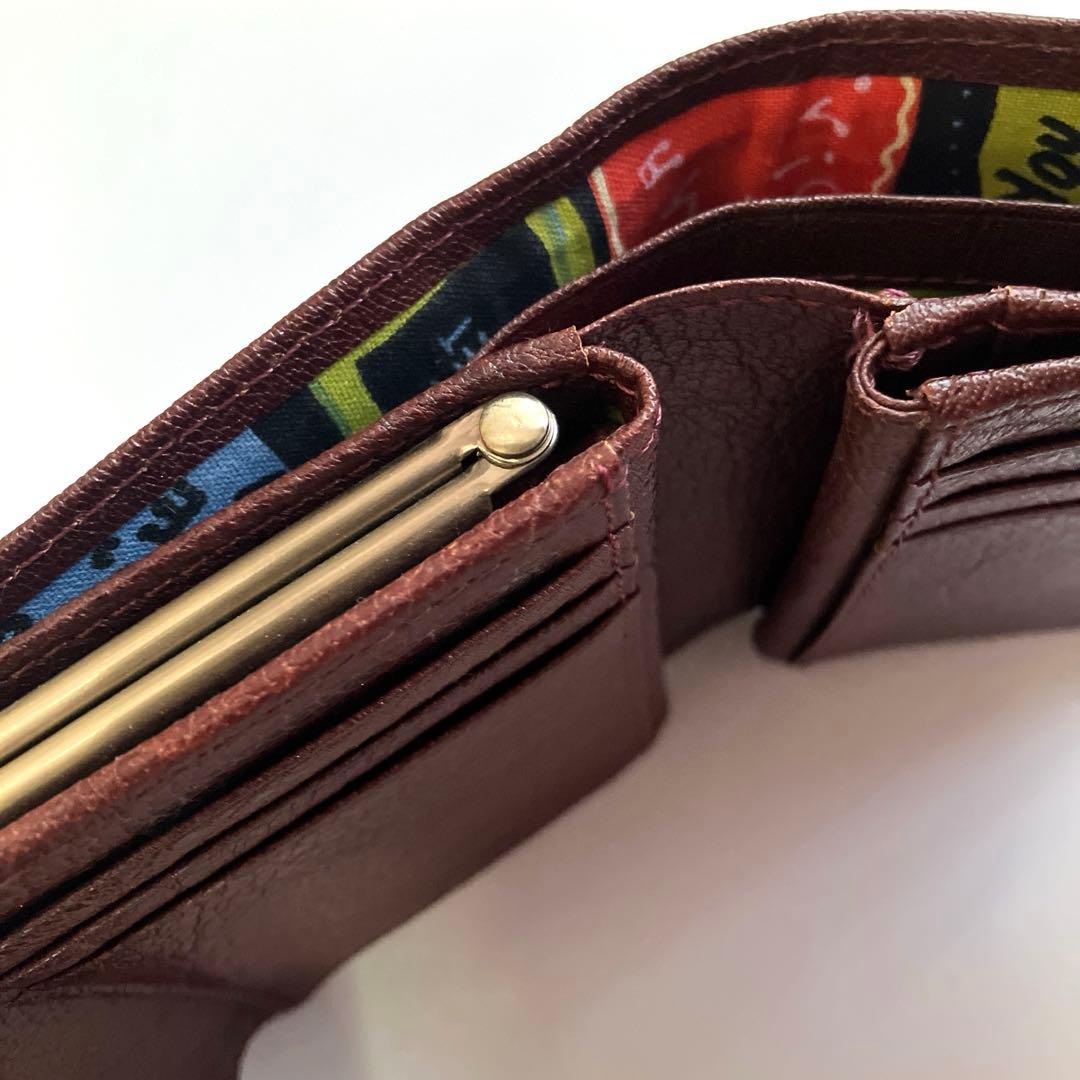 極美品】 アナスイ ANNA SUI 牛革 折り畳み 財布 パスケース 口金