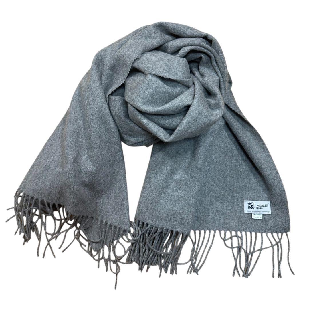 ジョンストンズ オブ エルガン 大判ストール スコットランド製　カシミヤ100%