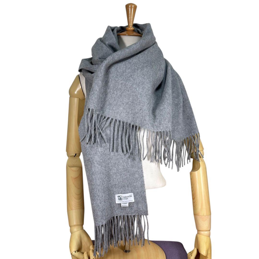 ジョンストンズ オブ エルガン 大判ストール スコットランド製　カシミヤ100%