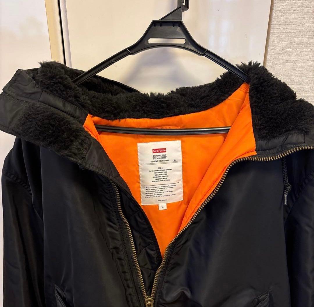 Supreme Hooded MA-1 ジャケット L 黒