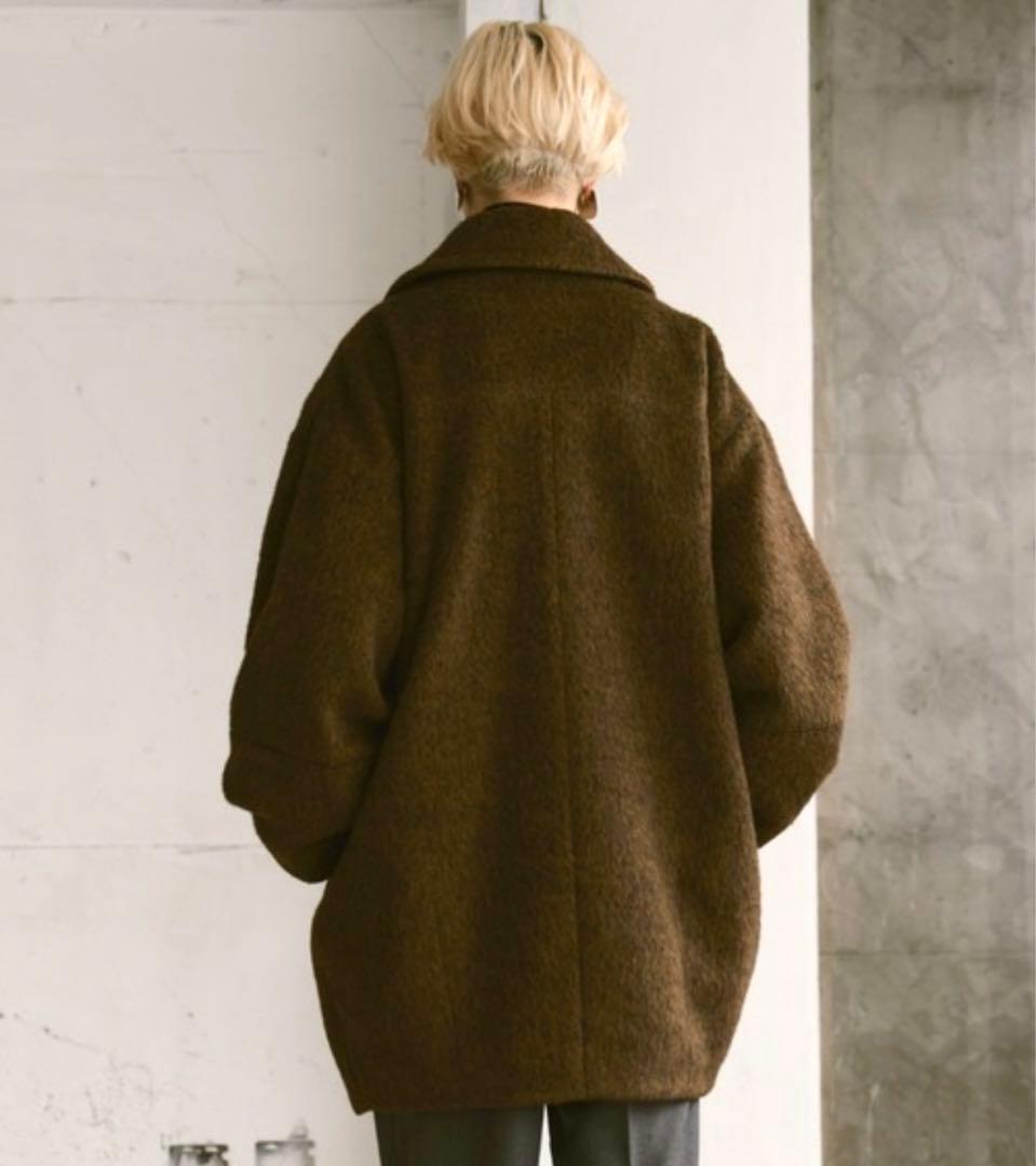 美品 【Happy John】 ウールブレンドシャギーコクーンピーコート