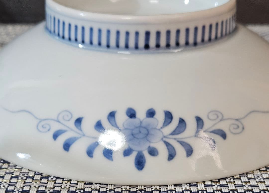 名品❗】江戸時代後期　後期鍋島　藍鍋島　染付　若松図　16.1cm 櫛高台皿