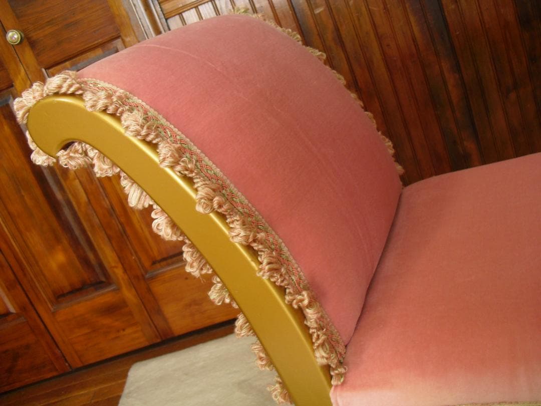 ロココ様式カウチソファ／猫脚スツール☆張替済 フランス製最高級トリミングブレード