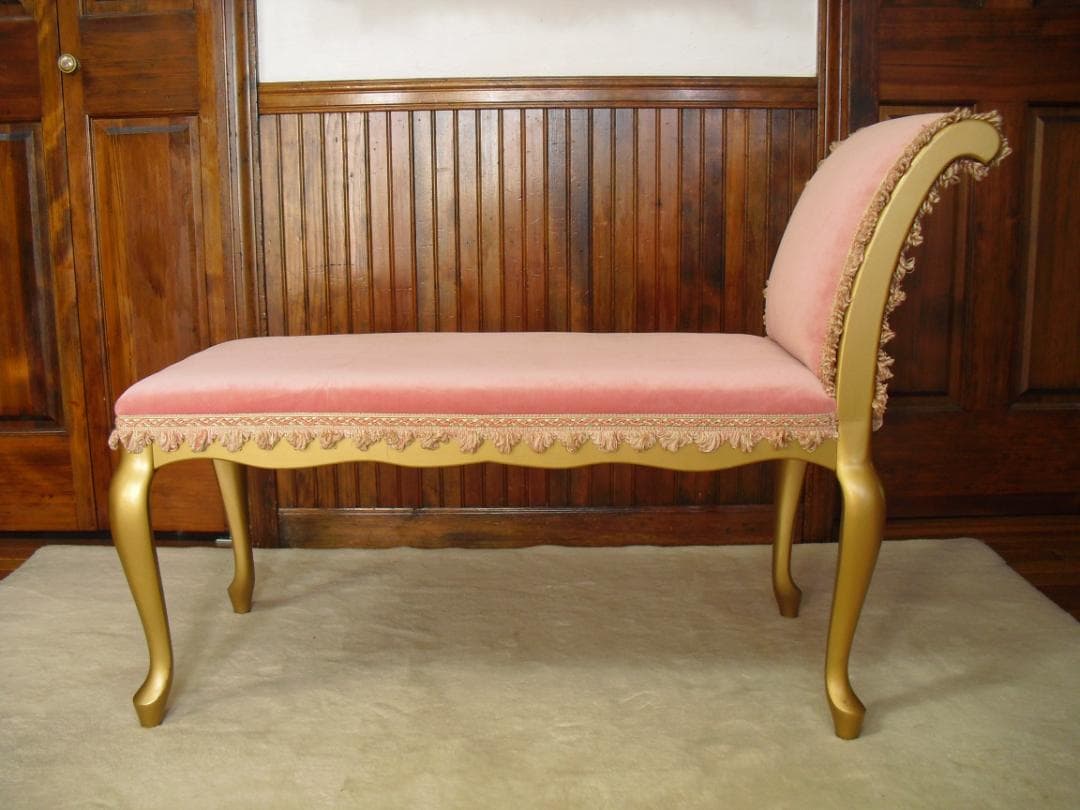 ロココ様式カウチソファ／猫脚スツール☆張替済 フランス製最高級トリミングブレード