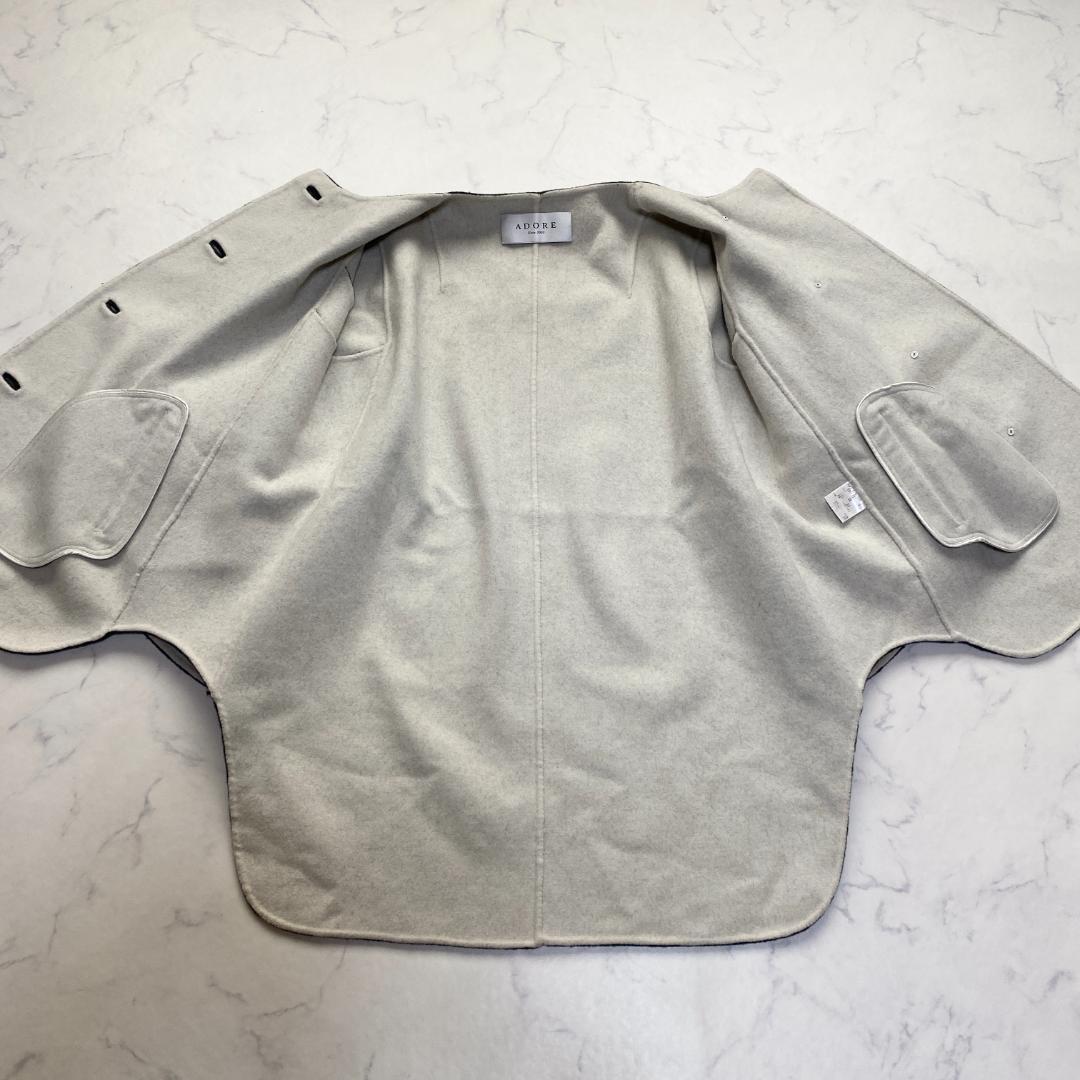 アドーア カシミヤ混 2TONEリバーポンチョ ケープ コート 38