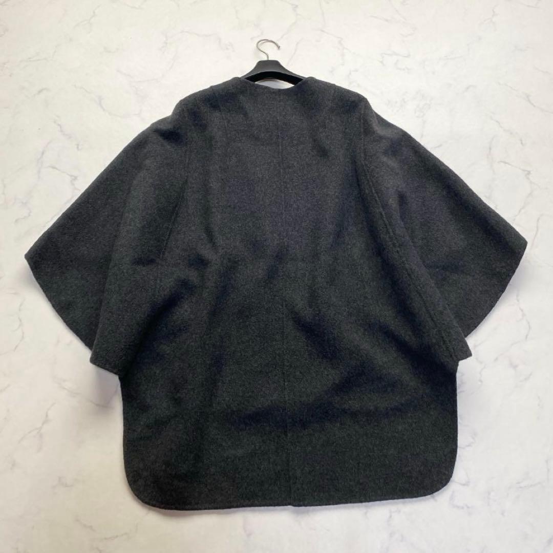 アドーア カシミヤ混 2TONEリバーポンチョ ケープ コート 38