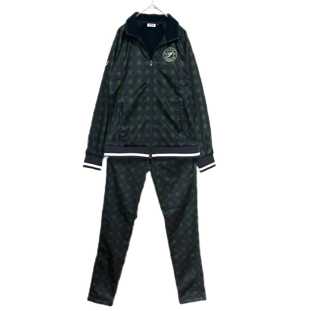 FILA GOLF フィラゴルフ ブルゾン ネイビー×グリーン 裏起毛 ウェア冬