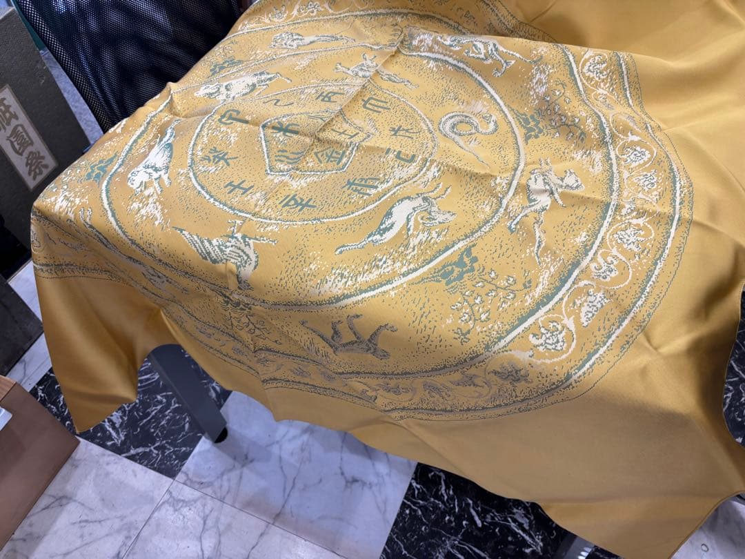 N10310【未使用】龍村美術織物 敷物 風呂敷 スカーフ シルク