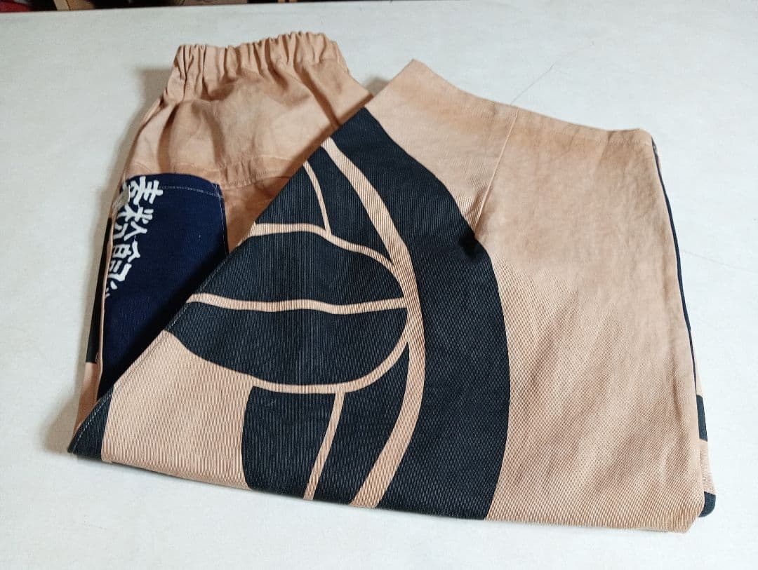 ★柿渋染★家紋幟旗と前掛けのパンツ★