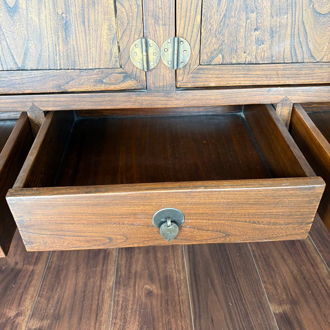 木製アジアンスタイルキャビネット 引き出し付き